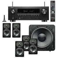SVS Prime Satellite 5.1 System in Black Ash + Denon 90W 7.2-Channel AV Receiver in Black - Home Theater Package